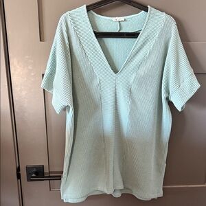 Mint Green V-Neck Ribbed Women's Top (Boutique)